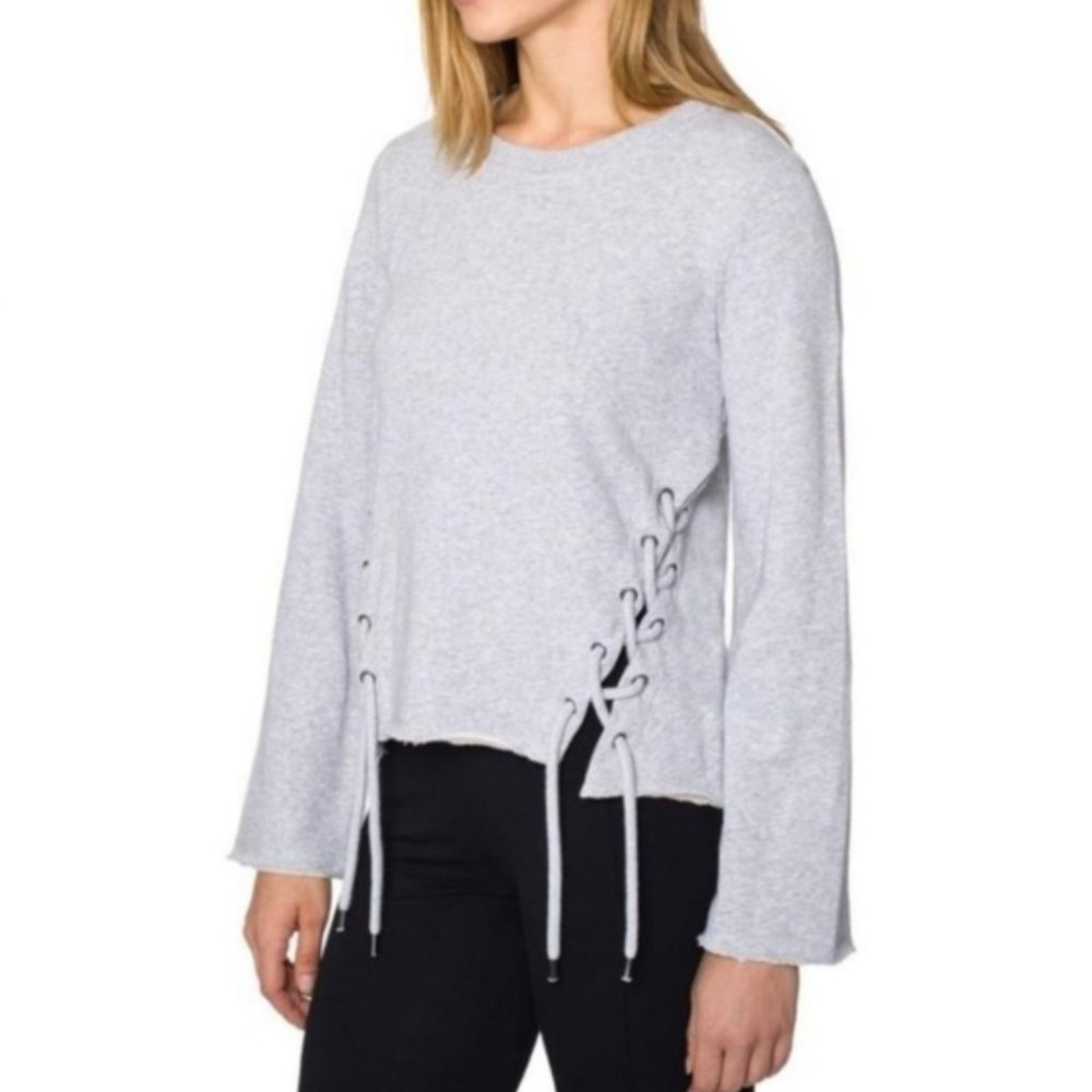 Betsey Johnson Gray Cropper Lace Up Sweatshirt EUC sz XS